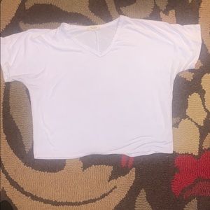 with shirt, high v neck